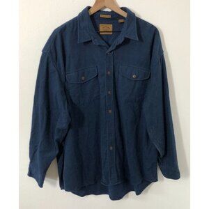 St Johns Bay Chamois Cloth Button Up Shirt Men XXL Blue Heavyweight Outdoors